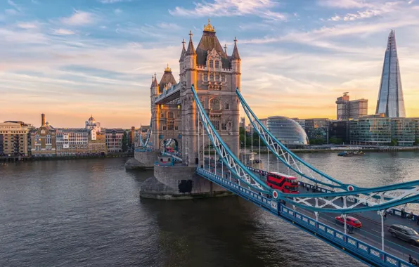 Bridge, river, London, london, tower bridge