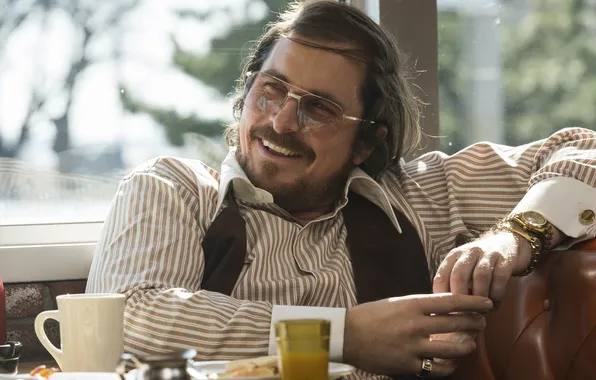 Smile, frame, glasses, Christian Bale, Christian Bale, American Hustle, American hustle