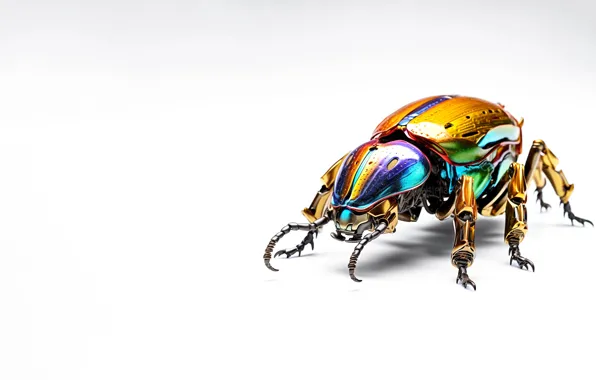 Robot, beetle, technology, white background, insect, AI art, neural network, micro robot