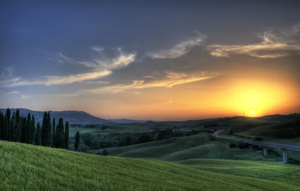 The sky, the sun, sunset, Italy