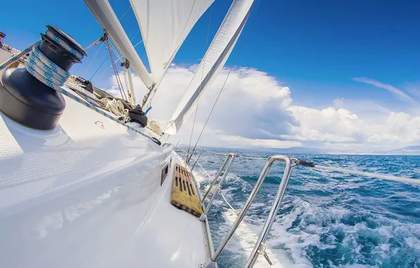 Wave, the sky, clouds, the way, movement, the ocean, the wind, coast