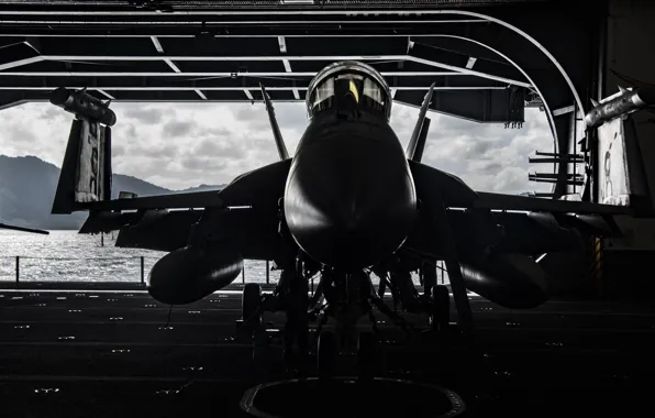 Hangar, the carrier, FA-18C Hornet