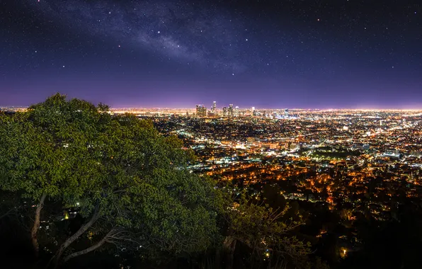 The city, Los Angeles, Griffith Observatory, panorama. lights