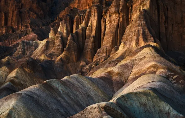 Picture light, rocks, hills, the evening, USA, the last rays, Badlands national Park