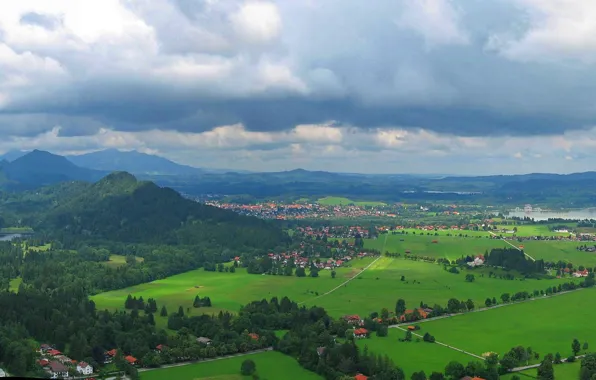 Picture Home, Mountains, Trees, Germany, Panorama, Castle, Bayern, Germany