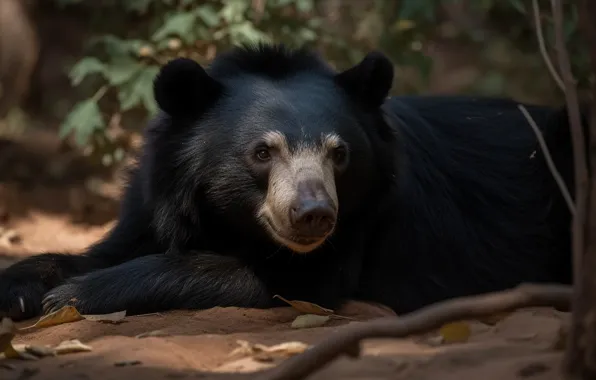 Look, face, nature, pose, black, portrait, bear, baribal