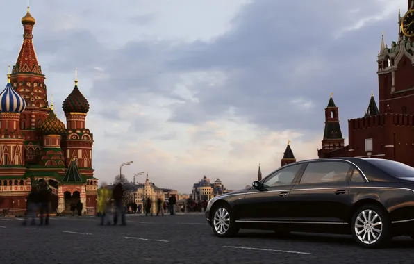 Picture auto, Wallpaper, Moscow, the Kremlin, wallpaper, St. Basil's Cathedral, Maybach, Maybach
