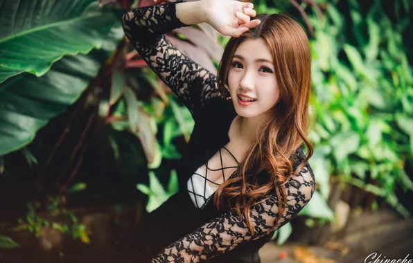 Look, model, hand, portrait, makeup, dress, hairstyle, brown hair