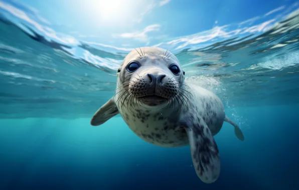 Sea, water, seal, Navy seal, AI art, neural network