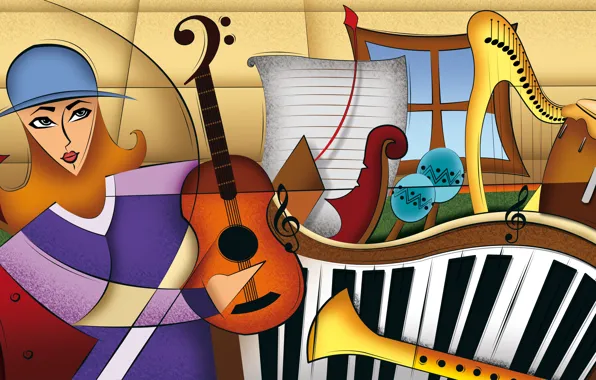 Music, color, figures, composition, instruments