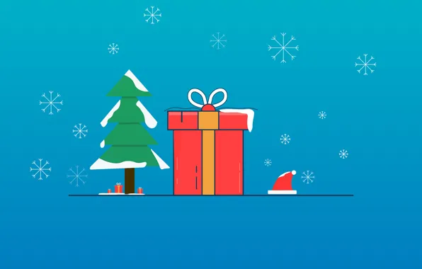 Winter, snow, snowflakes, holiday, box, gift, figure, graphics