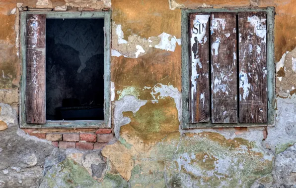 Windows, yellow, old