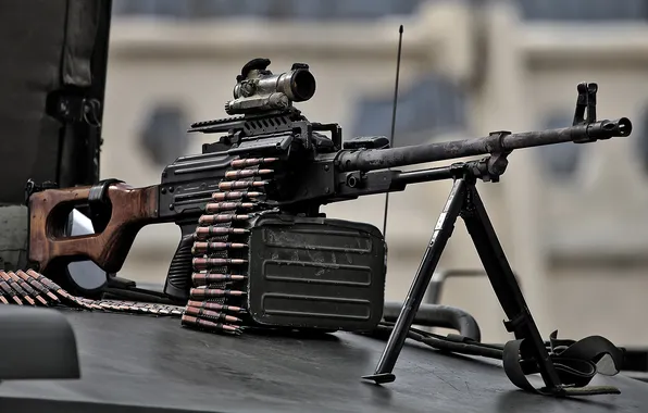 Picture weapons, bullets, cartridges, Kalashnikov machine gun