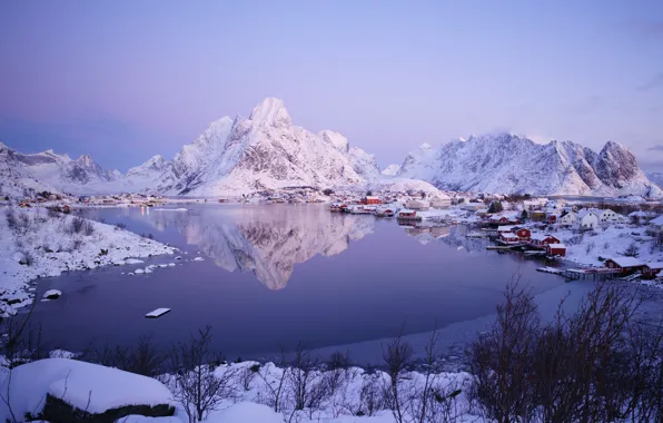 Snow, Bay, Norway, the village