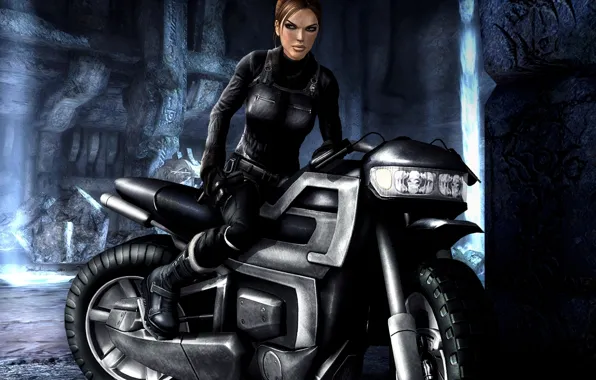 Picture girl, motorcycle, Tomb Raider, Lara Croft, tomb raider