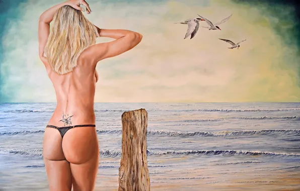 Picture sea, ass, girl