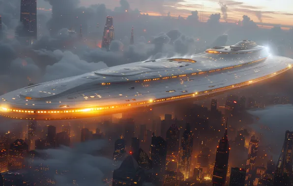 Nature, fog, future, fiction, UFO, haze, spaceship, the futuristic