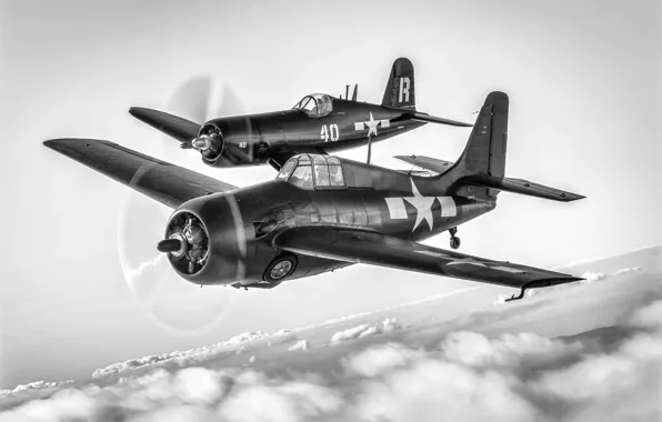 Picture F4U-7, two aircraft, FM-2
