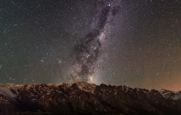 Space, stars, mountains, silhouette, The Milky Way, infinity mystery