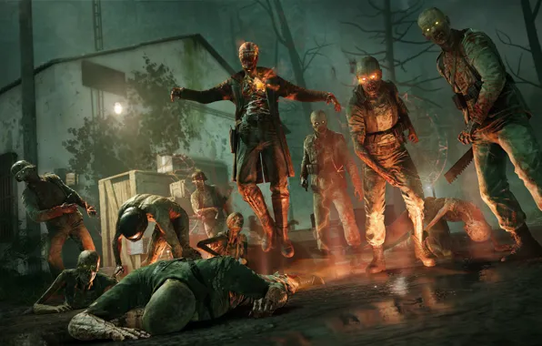 Night, fire, zombies, undead, Zombie Army 4: Dead War