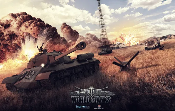 Explosions, art, tanks, WoT, World of Tanks, KV-1, Alexander Malkin, Is-3