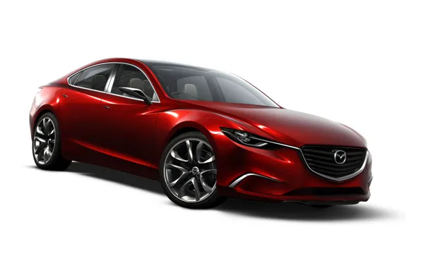Red, Auto, concept, Mazda, on a white background
