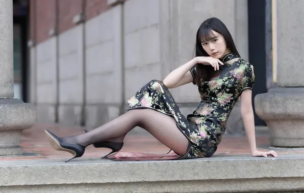 Girl, dress, shoes, legs, Asian