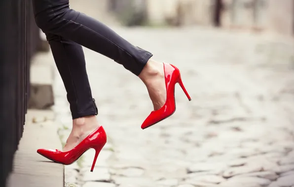 Picture red, woman, jeans, heels