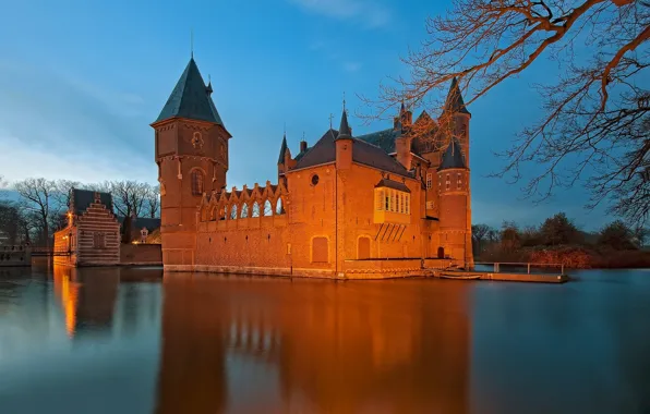 Water, castle, Netherlands, ditch, Netherlands, Heeswijk Castle, Castle Hasvik