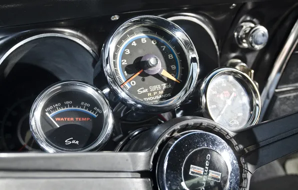 Retro, coupe, interior, devices, Chevrolet, tachometer, Camaro, sports car