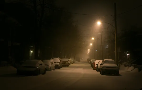 Picture winter, snow, machine, street, lantern