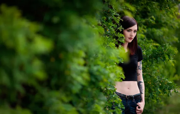 Look, Mike, piercing, tattoo, bokeh
