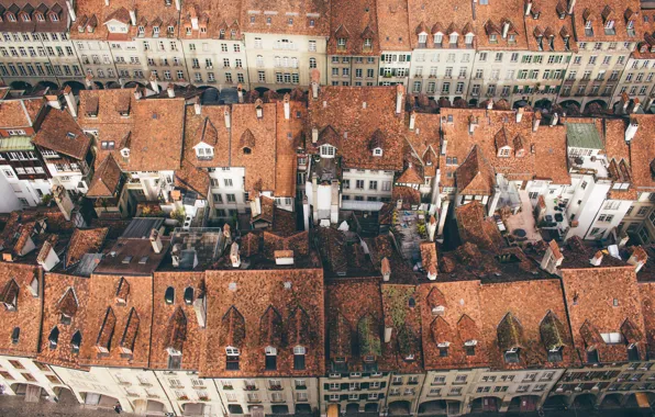 Picture Switzerland, streets, roofs, Bern, from above