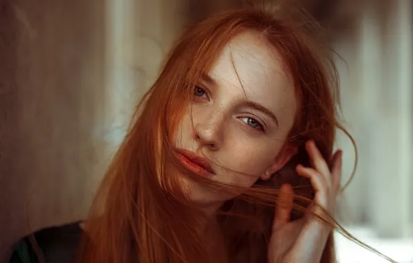 Picture girl, portrait, red