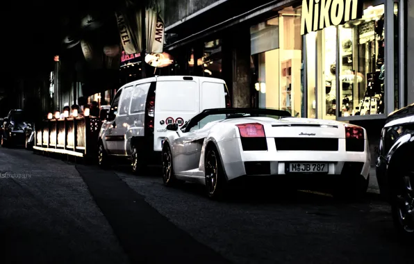 Road, night, the city, people, audi, street, building, ass