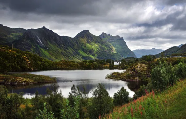The sky, Mountains, Autumn, Overcast