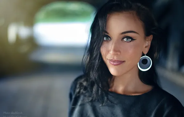 Girl, photo, photographer, blue eyes, model, bokeh, lips, brunette