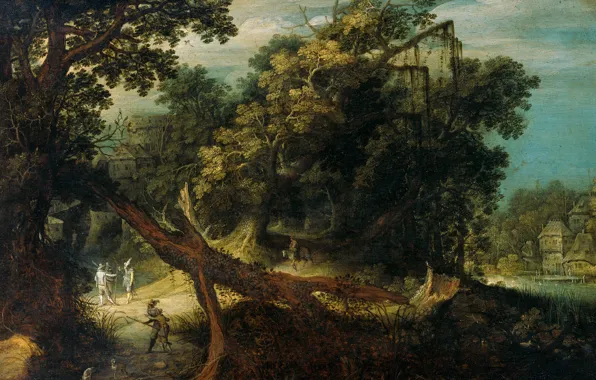 Trees, nature, oil, picture, mountain landscape, Adriaen van Stalbemt