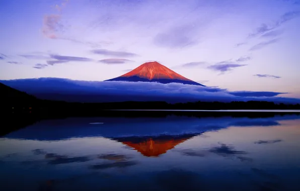 Picture the sky, water, reflection, mountain, the evening