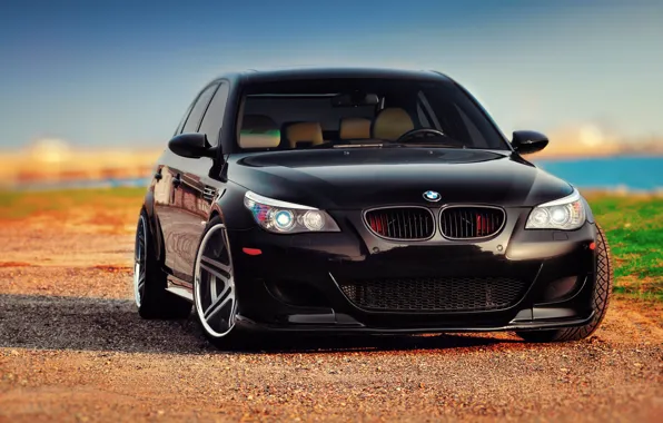 BMW, black, front, E60