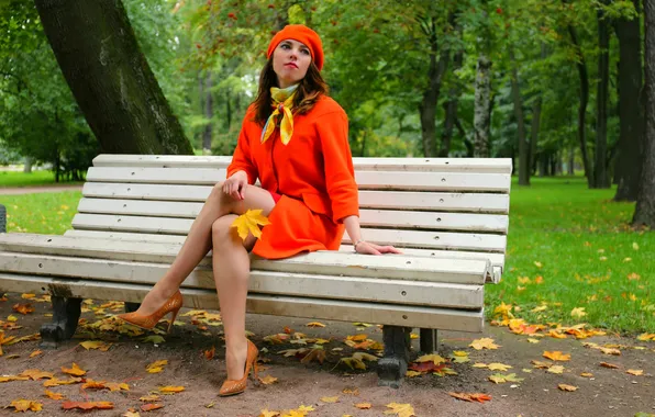 Girl, sweetheart, model, Autumn, Hat, Wallpaper, Shoes, brown hair