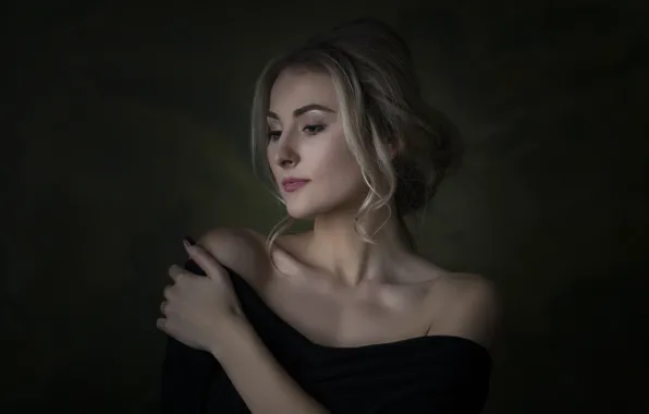 Girl, tenderness, portrait, blonde, Portrait of a woman, Studio portrait
