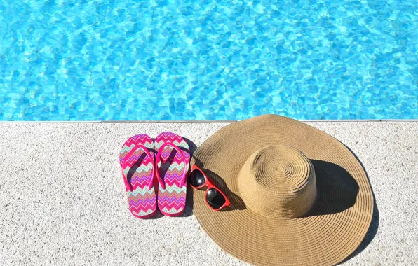Picture beach, summer, stay, hat, pool, glasses, summer, beach
