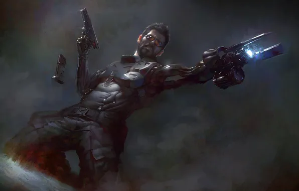 Picture weapons, the game, art, Deus Ex: Human Revolution, Adam Jensen, implants