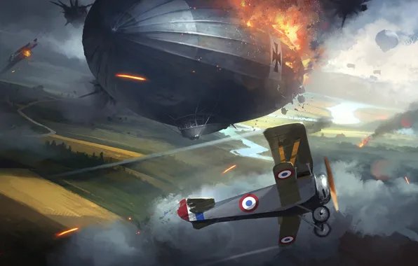 The plane, war, the airship, art, DICE, battlefield 1