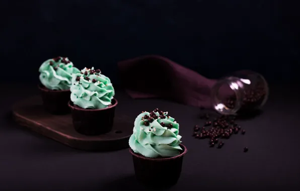 Cream, dessert, chocolate, pills, cupcakes