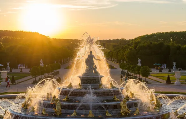 Greens, the sky, the sun, trees, design, France, Paris, people