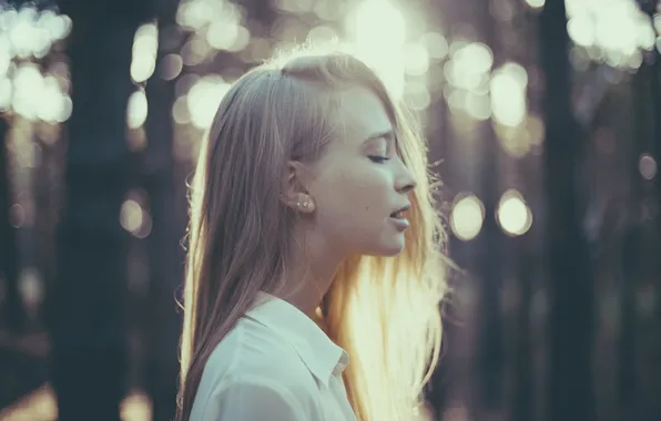 Girl, hair, blonde, profile