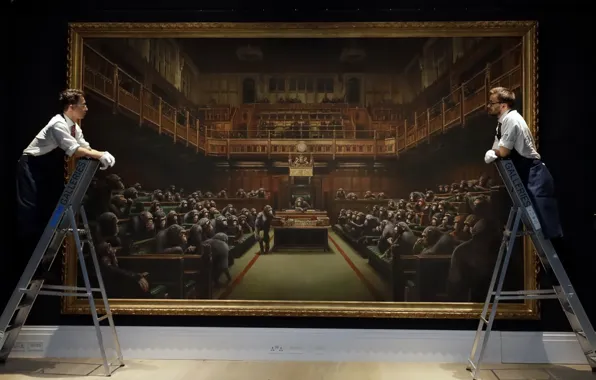 Picture picture, Banksy, Devolved Parliament, Monkeys in the British Parliament
