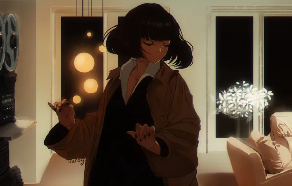 Picture room, cloak, tape, character, Pulp fiction, closed eyes, black hair, Pulp Fiction